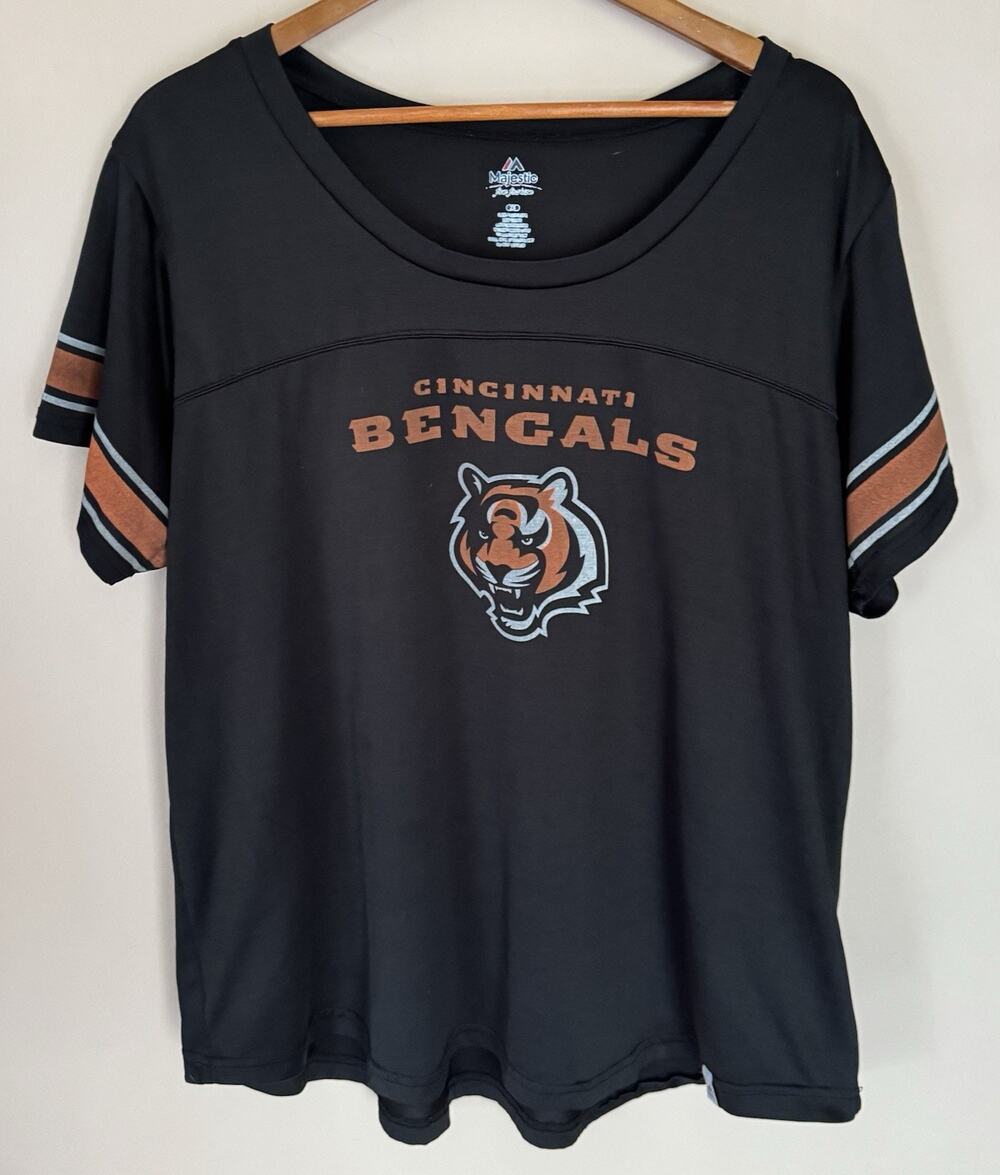 Majestic Women's 2XL NFL Cincinnati Bengals Black Orange T-Shirt